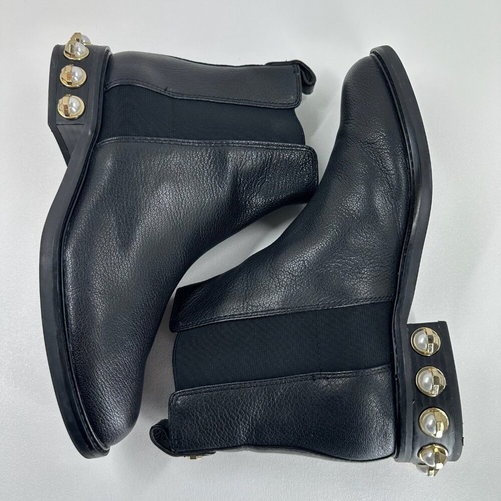 Louise et Cie Valtina Pearl Heel Chelsea Boots Women US 9M Pebbled Leather Black